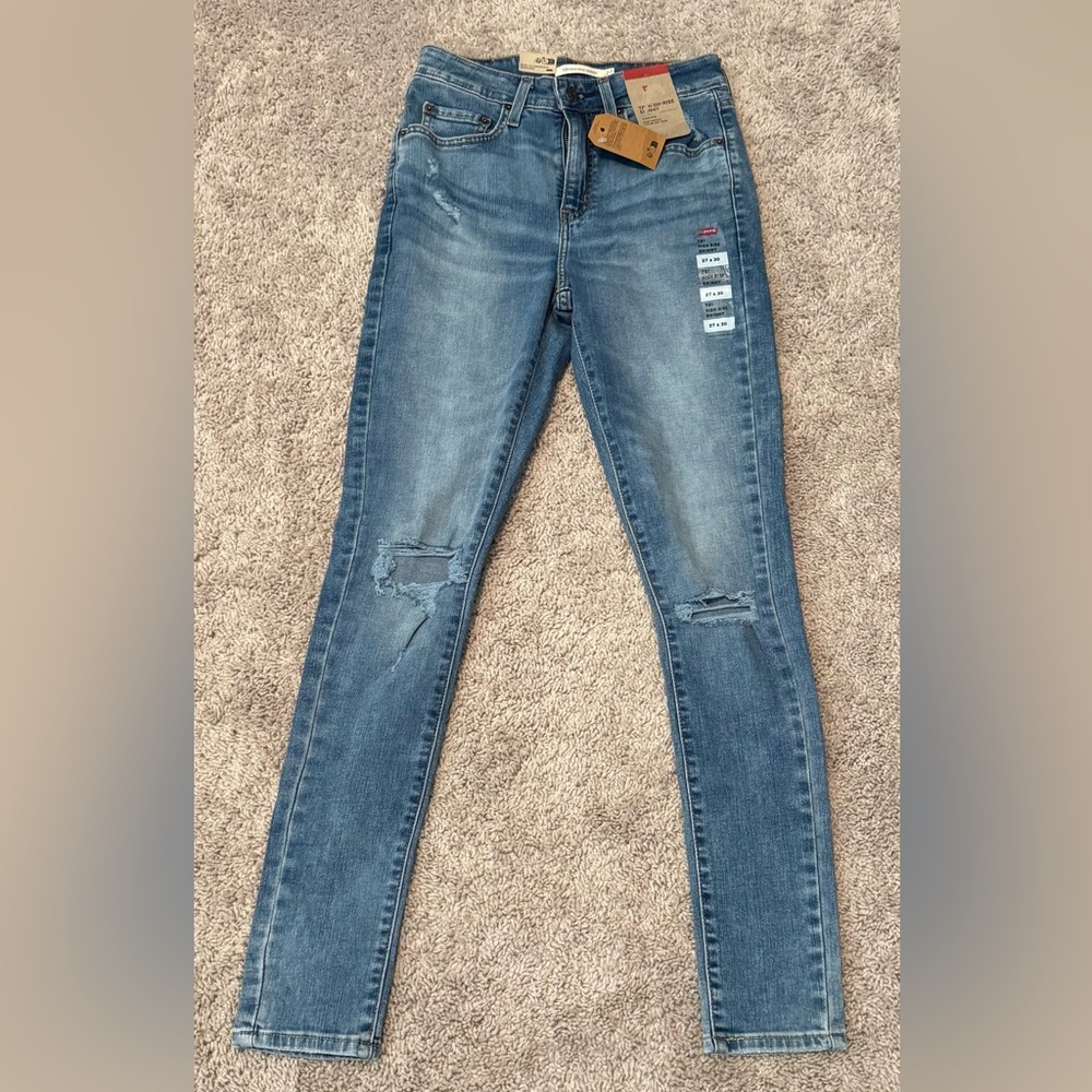 Levi's 721 High Rise Skinny Jeans with Distressed Details
